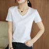 V-neck T-shirt for Women Mercerized Cotton T-shirt for Cotton Thread Short-sleeved Summer New Slim Versatile Half-sleeved Top