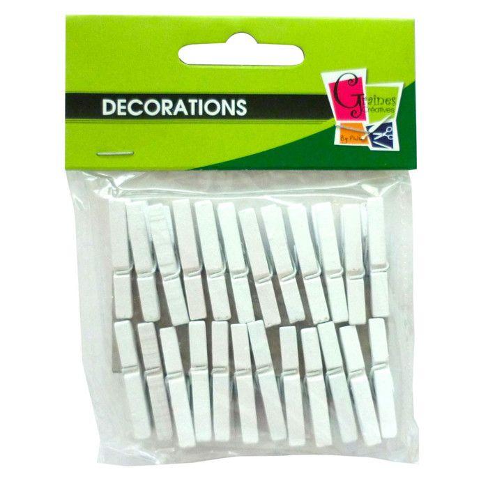24 Mini White Clothespins
