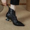 Fashion Pointed Toe Women Ankle Boots Designer New Mid Heels Leather Shoes Woman Brand Winter 2025 Trend Office Shoes Pumps Botas Mujer