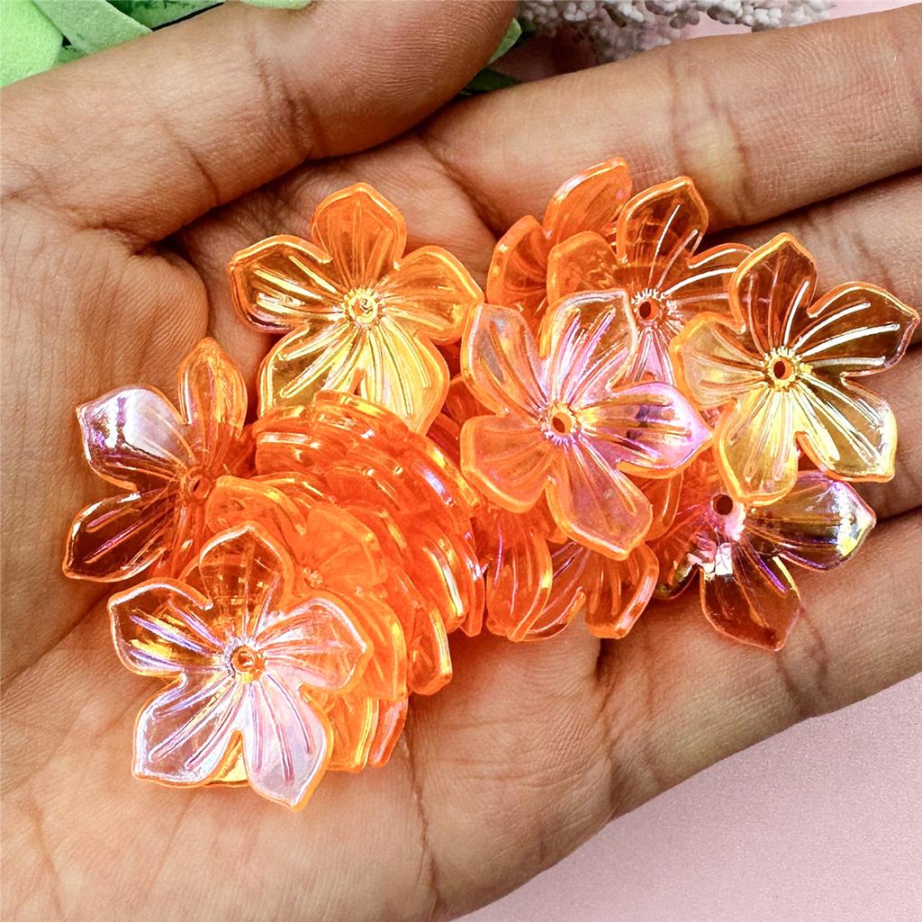 60Pcs Bracelet Necklace Acrylic Beads 22.8mm DIY Handmade For Jewelry Making Loose Spacer Beads Sun Flower Shape
