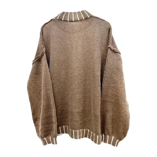 Women Oversized Pullover Sweater Turtleneck Long Sleeve Patchwork Color Winter Knitting Tops