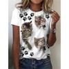 Summer 3d Pattern Printing Beautiful Women's Animal Print Short-sleeved T-shirt Casual Fashion Blouse Suitable for Daily Wear