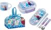 Skater Frozen 25 Dishwasher-Safe Soft Lid Tight Lunch Box, Oval Shape, 360ml Trio Set (Chopsticks, Spoon, Fork), Cup, Lunch Pouch, Frozen Princess