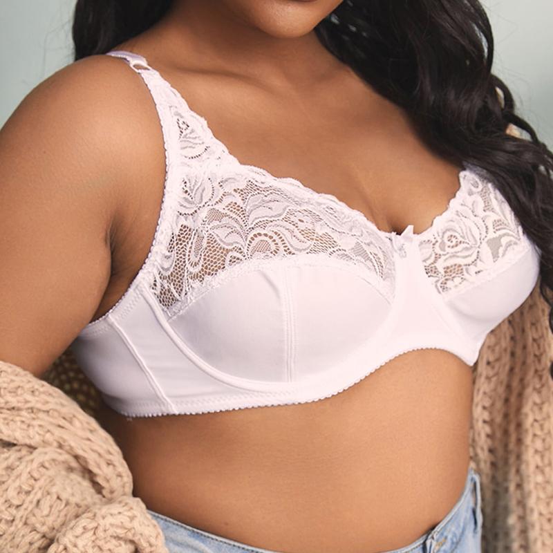 Sexy Ultra-thin Solid Color Lace Hollow Large Size Bra Gather Steel Ring Comfortable Underwear Adjustable Ladies Underwear 36BC-44BC