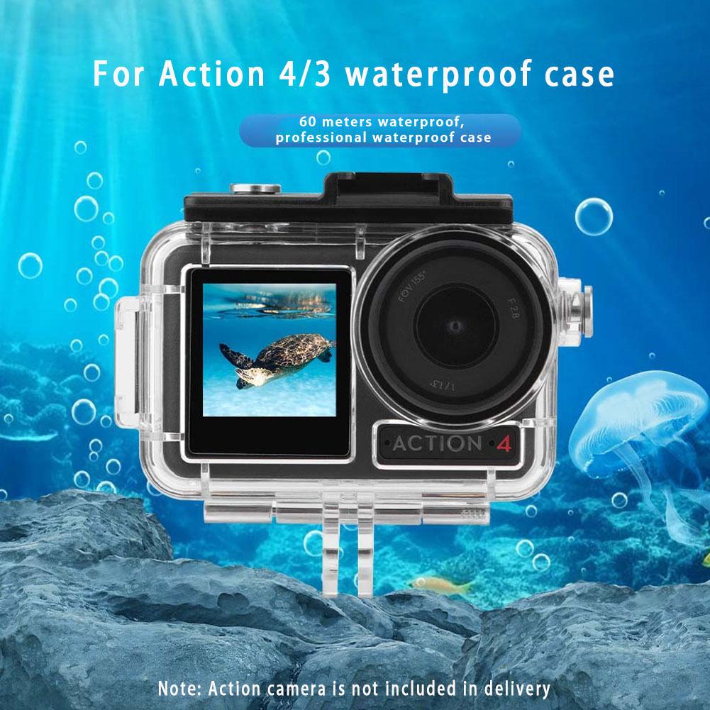 60M For DJI OSMO Action 4 3 Waterproof Cage Case Underwater Diving Protective Shell for DJI OSMO Action Camera Accessories