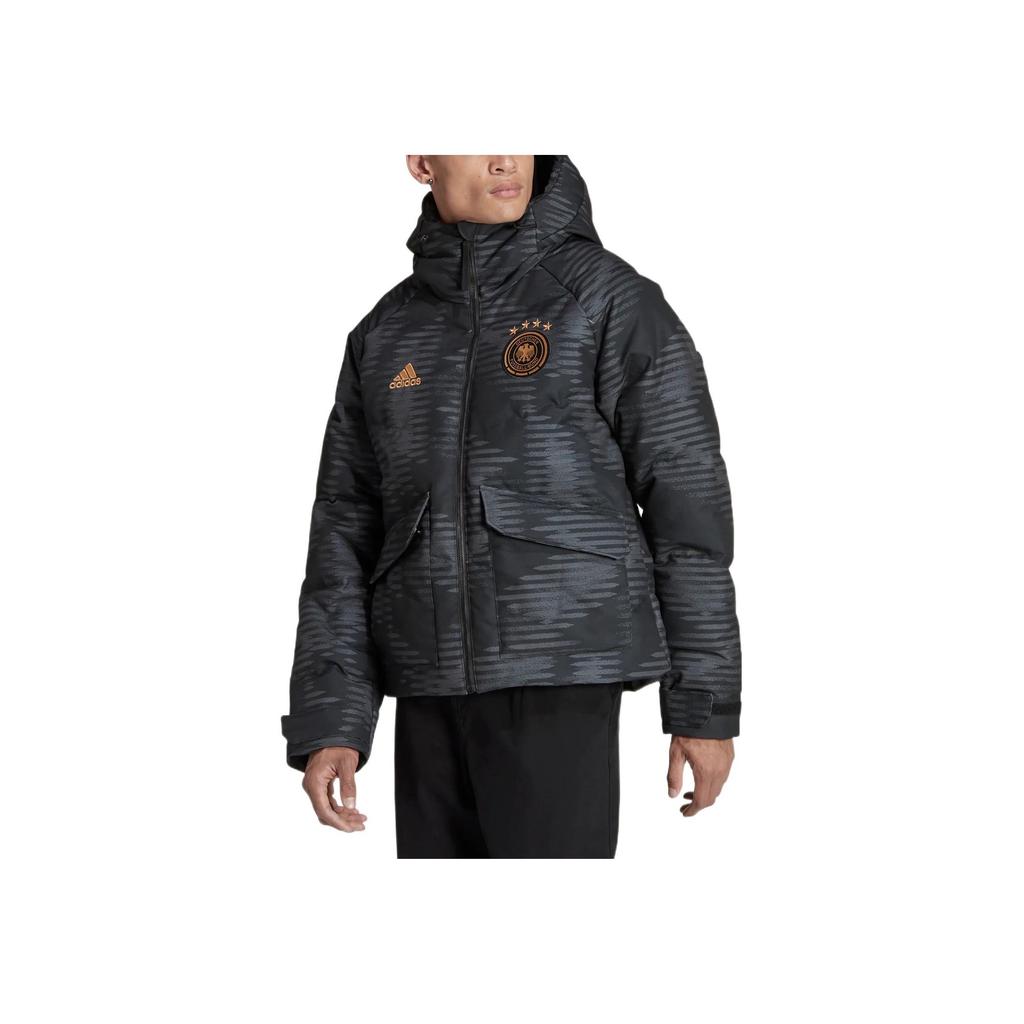 Adidas DFB Down Jacket With Hood And Zipper Men Outerwear Black Grey HF4066