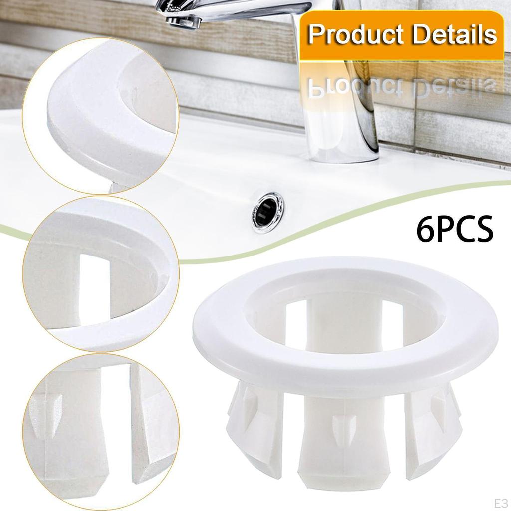 6x Sink Overflow Rings Spares Basin Trim Covers for Home Hotel Silver