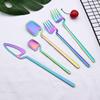 30Pcs Rainbow Creative Tableware Stainless Steel Hangable Flatware Cutlery Set Fruit Fork Knife Spoon Kitchen Party Dinnerware Set