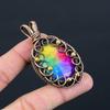 Charming Rainbow Solar Quartz Gemstone Pure Copper Wire Wrapped Handmade Jewelry Pendant