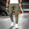 Men Winter Sweatpants Drawstring Waist Fleece-Lined Jogger Pants with Multiple Pockets Solid Color Thick Cargo Pants for Work Street Wear