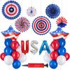 Blue Red White Balloons And Umbrella For Baseball Theme Party Baby Shower 7.4 Independence Day Veterans Memorial Day Graduation Party Decoration