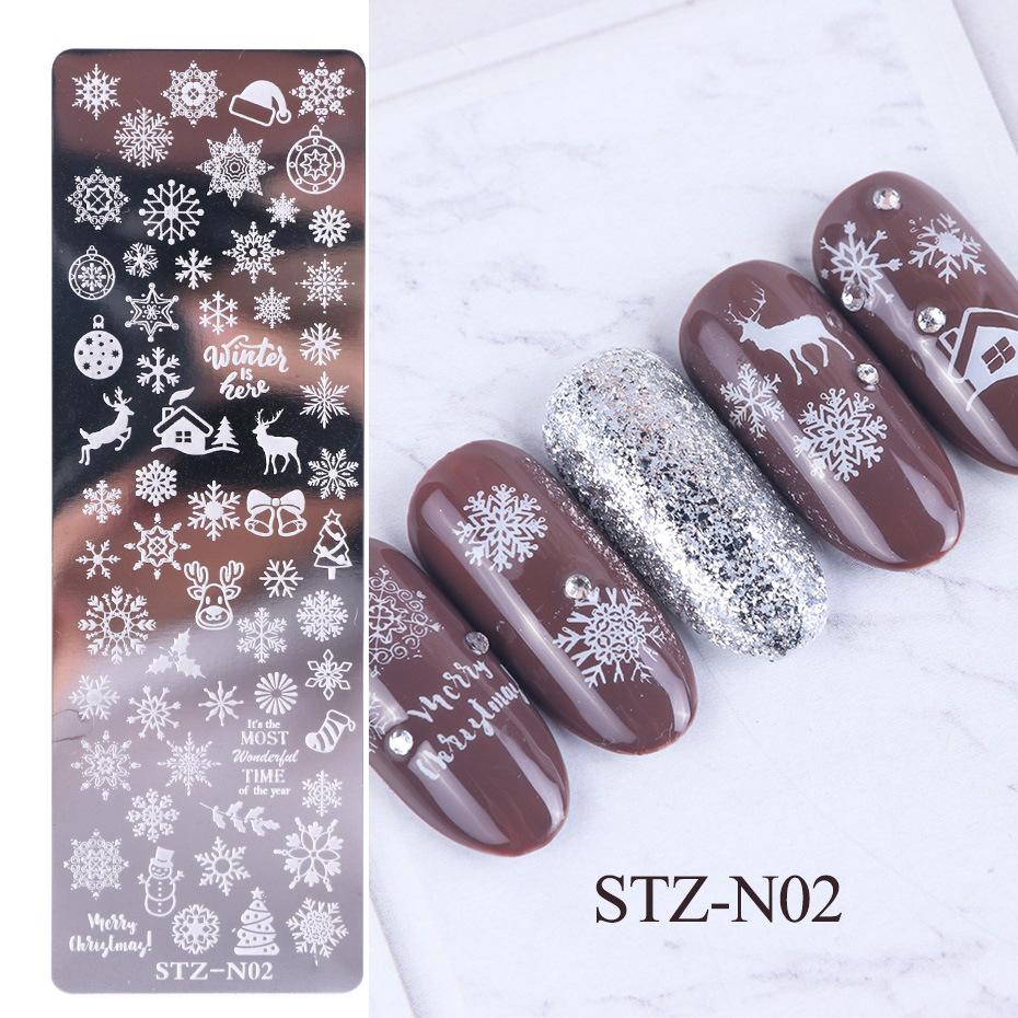 1PC Stainless Steel Printing Nail Stamping Plates Manicure Leaves Maple Template Mold Xmas Snowflakes Nail Art DIY Decorations