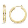 [E9233] - Gold Plated Hoop Earrings 'Déesse' Golden White - 25x4 Mm