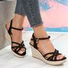 Fashionable Temperament Elegant Banquet High-heeled Sandals Summer New Round Toe Wedge Heel Comfortable Casual Sandals for Women