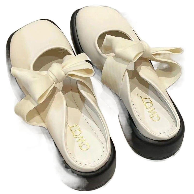 Baotou Slippers Women Wear Fashionable and Versatile Summer New Fairy Style Bow Half Slippers Lazy Shoes Muller Shoes