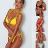 Yellow Bikini Set Sexy Lace Up Bandage Push Up Padded Bra Swimwear Ladies Strap Bathing Suit