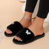 Fashion Luxury Glitter Butterfly Cotton Slippers Women 2025 Winter Warm Plush Non Slip Bedroom Slippers Fluffy Flat Indoor Shoes Woman