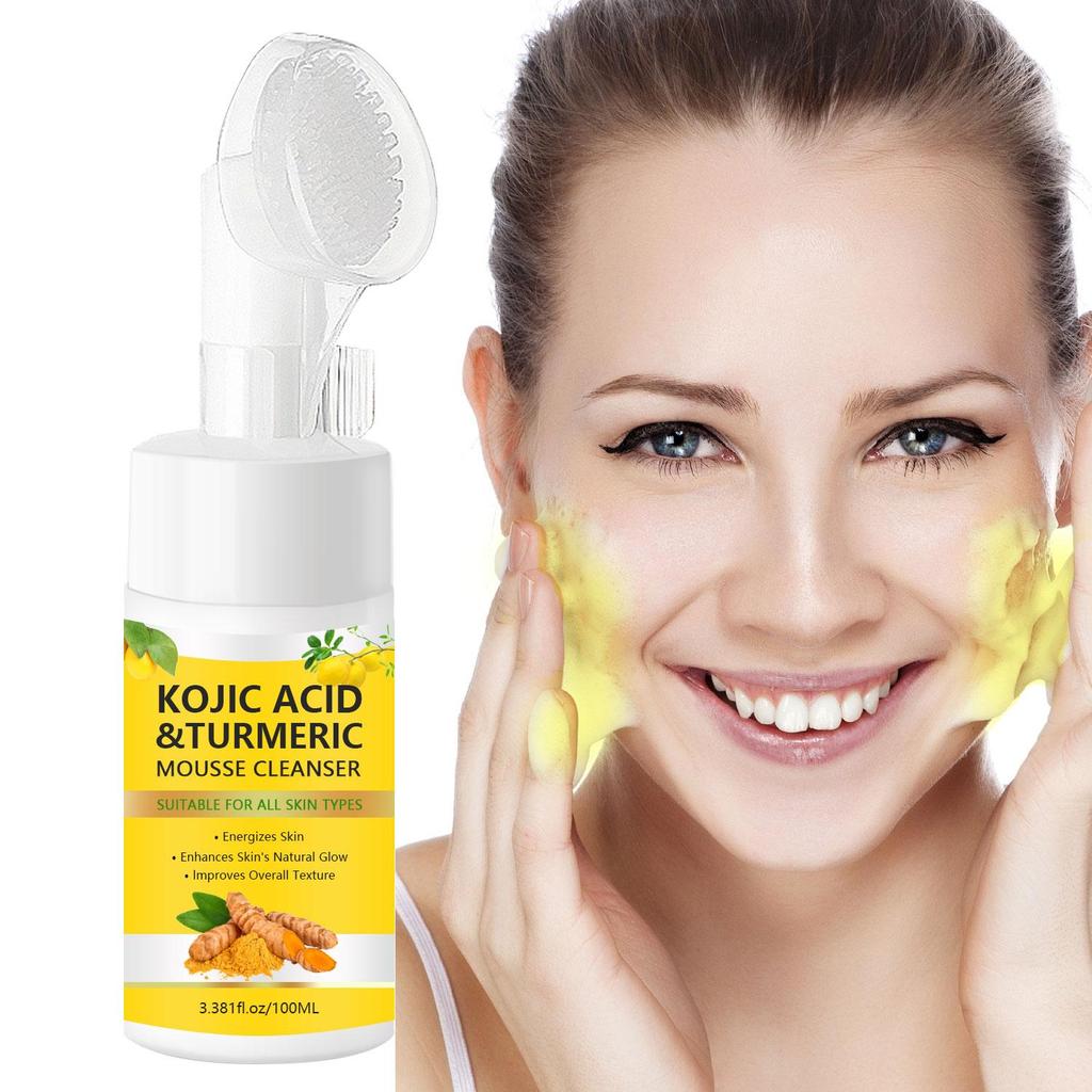 Kojic Acid & Turmeric Mousse Cleanser for Face Cleansing and Exfoliation -Moisturizing and Brightens Skin, Helps for Balance Skin Oil