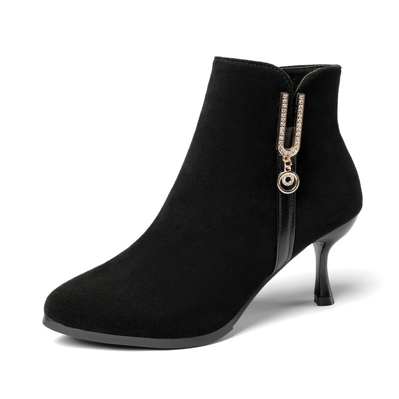 Fashion Pole Heeled Female Short Shoes Plus Big Size Stripper Women's Ankle Boots Suede Footwear On Offer Chic and Elegant Hot Booties