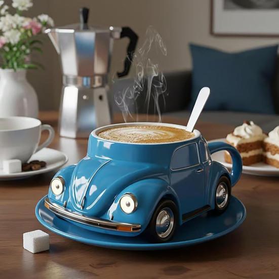 Beetle Shaped Coffee Mug Handmade Resin Beetle Tea Cup Home Office Decor Coffee Mug Gift for Car Fans Beetle Lovers