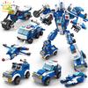 533pcs 6in1 Police Truck Building Blocks City Construction Helicopter Car Robot Bricks Set For Children Toys Kids Gift