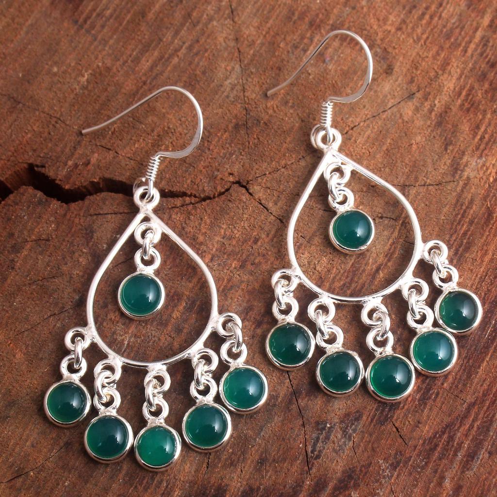 Green Onyx Silver Earring, Valentines Gift, 925 Sterling Silver Handmade Jewelry, Silver Earring, Gemstone Jewelry, Gift For Mum, Dangle Earring