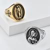 Vintage Literary Cross Virgin Mary Titanium Steel Ring Men Women Stainless Steel Faith Jewellery Man Daily Wear Finger Ring