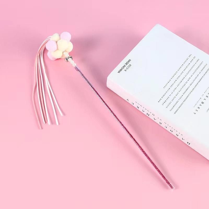 Cute Pet Cat Toys Fairy Funny Cat Stick Feather Ribbon Bite-resistant Funny Cat Stick with Bell Toy Cat Toy Cat Dancer Wand