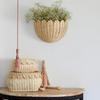 1/2Pcs Hand Woven Scalloped Rattan Wall Basket Rustic Bohemian Style Hanging Storage Organizer Wall Decor