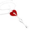 [L2604] - Designer Long Necklace 'Love' Silver Red