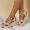 2025 Fashion Sandals, Wedge-heeled Waterproof Platform, Thick-soled Roman Platform-soled Sandals, Large Size Women's Shoes