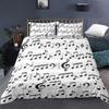 Music Duvet Cover Set 3D Print Music Note White Black Comforter Cover for Boys Girls Teens Polyester Bedding Set King Queen Size