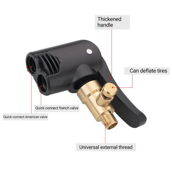 Inflator Pump Head Leakproof Direct Replacement 2 In 1 Presta Schrader Compatible Car Tyre Inflator Connector for Bicycle