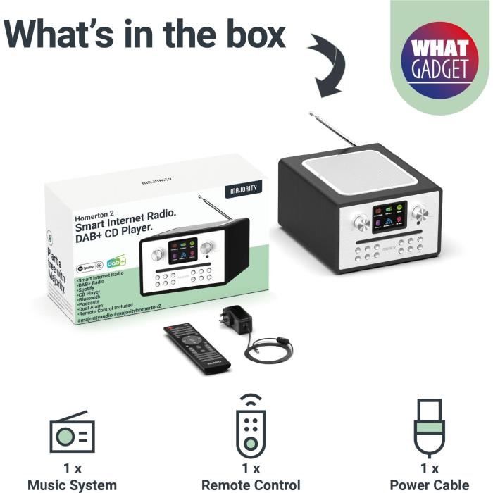 Système Musical - MAJORITY - Homerton II - Noir - Bluetooth - Radio DAB+ - Lecteur CD