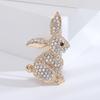 Creative Bunny Shape Brooch Shining Rhinestones Inlaid Animal Pin Dress Coat Shawl Lapel Badge Outfit Accessories Jewelry Gift