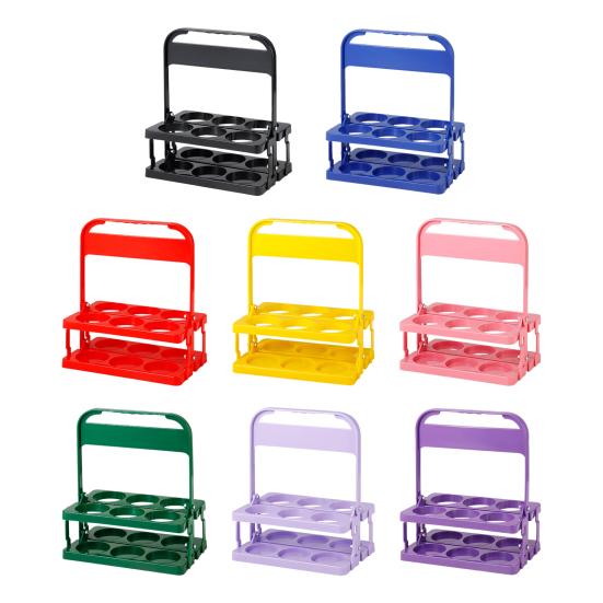 6 Bottle Wine Bottle Carrier Plastic Drink Display Stand Folding Beverage Carrier with Handle Portable Wine Storage Basket for Bar BBQ Picnic
