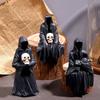 Halloween Grim Reaper Figurine Spooky Black Robe Death Ghost Resin Statue Sculpture Indoor Home Office Desktop Decoration Ornament Festival Gift