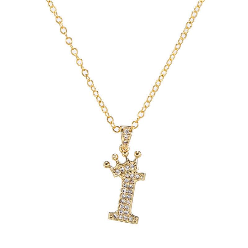 Zircon Crown Necklace New Necklaces Fashion Women's Necklace Pendant Simple English Letter Necklace
