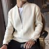 2024 Men's Solid Color Knitted Cardigan: Casual Slim Fit Autumn/Winter Sweater Jacket