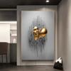Metal Figure Kissing Couples Love Canvas Painting 3D Effect Wall Art Posters and Prints Wall Decor Pictures for Living Room Home
