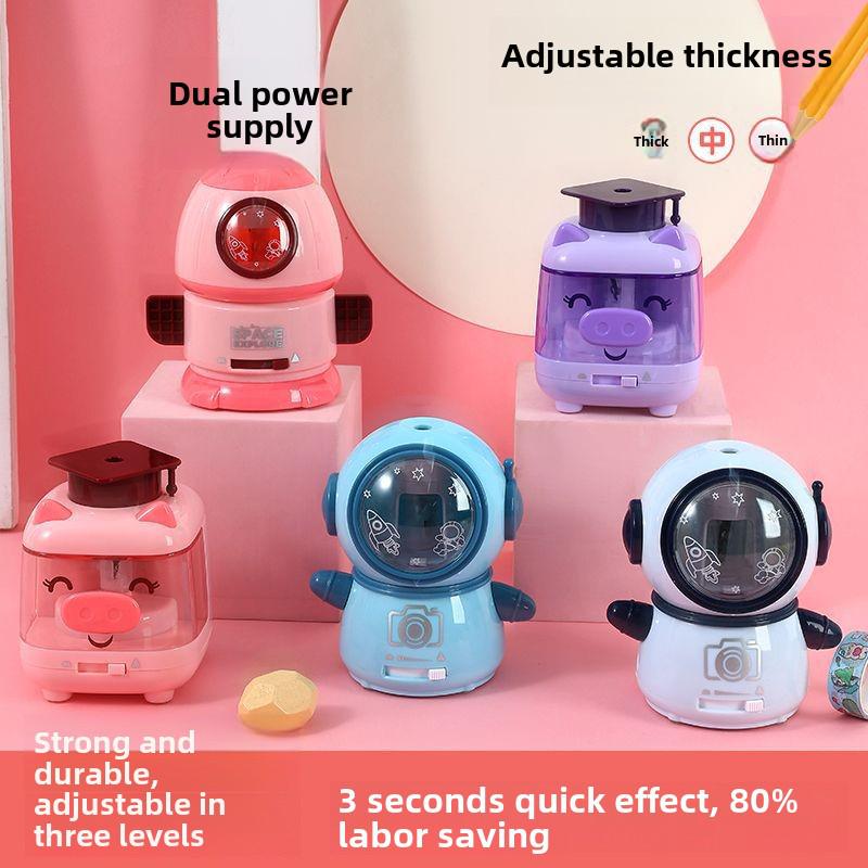 Xiaolingjing Astronaut Dr. Pig: Dual-Power, Fully Automatic Electric Pencil Sharpener