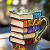 Painted Book Cup 3D Stacked Book Coffee Mug 300ml Unique Reading Atmosphere Mug Literary Collection Gifts for Book Lovers