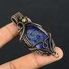 Lapis Lazuli Handmade Copper Wire Wrapped Pendant Jewelry 2.8" L5v41
