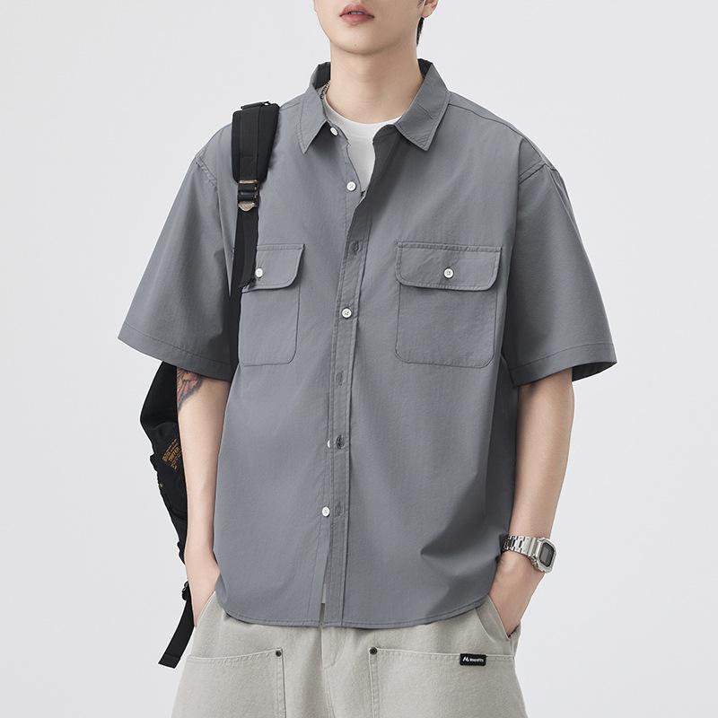 Summer Thin Japanese Retro Short-sleeved Shirt Men's American New Loose Mid-sleeved Shirt