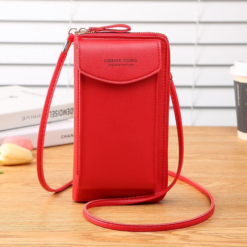 Women High Quality Cell Phone Pocket Fashion PU Leather Card Holders Small Crossbody Bag