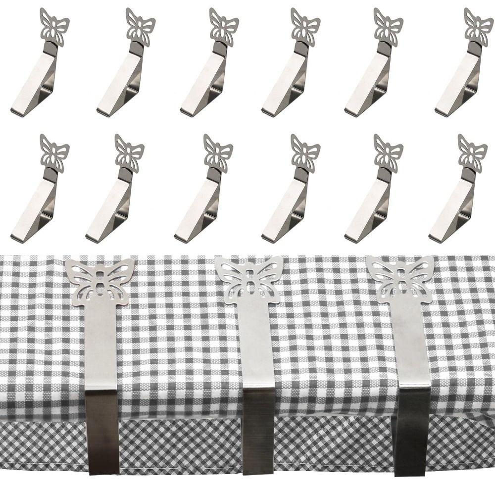 12pcs Stainless Steel Tablecloth Clips Multi-functional Picnic Table Clips  Picnic Supplies