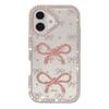 For iPhone 16 Plus Case Two Bow Epoxy Design TPU+PC Phone Back Cover Rhinestone Decor