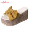Fashion Aphixta Summer Women Wedge Slippers Platform Appliques Butterfly-knot Beach Antiskid Female Sandals Clog Shoes Slides Women
