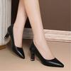 Women Fashion Sweet Black Soft Leather Spring Slip On Stiletto Heel Shoes Lady Classic Comfort Heel Work Pumps Ab656