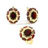 New Jewelry Set Earring Ring Natural Red Garnet Gemstone 925 Sterling Silver Fine Jewelry for Women Wife Mom Nice Wedding Partygift